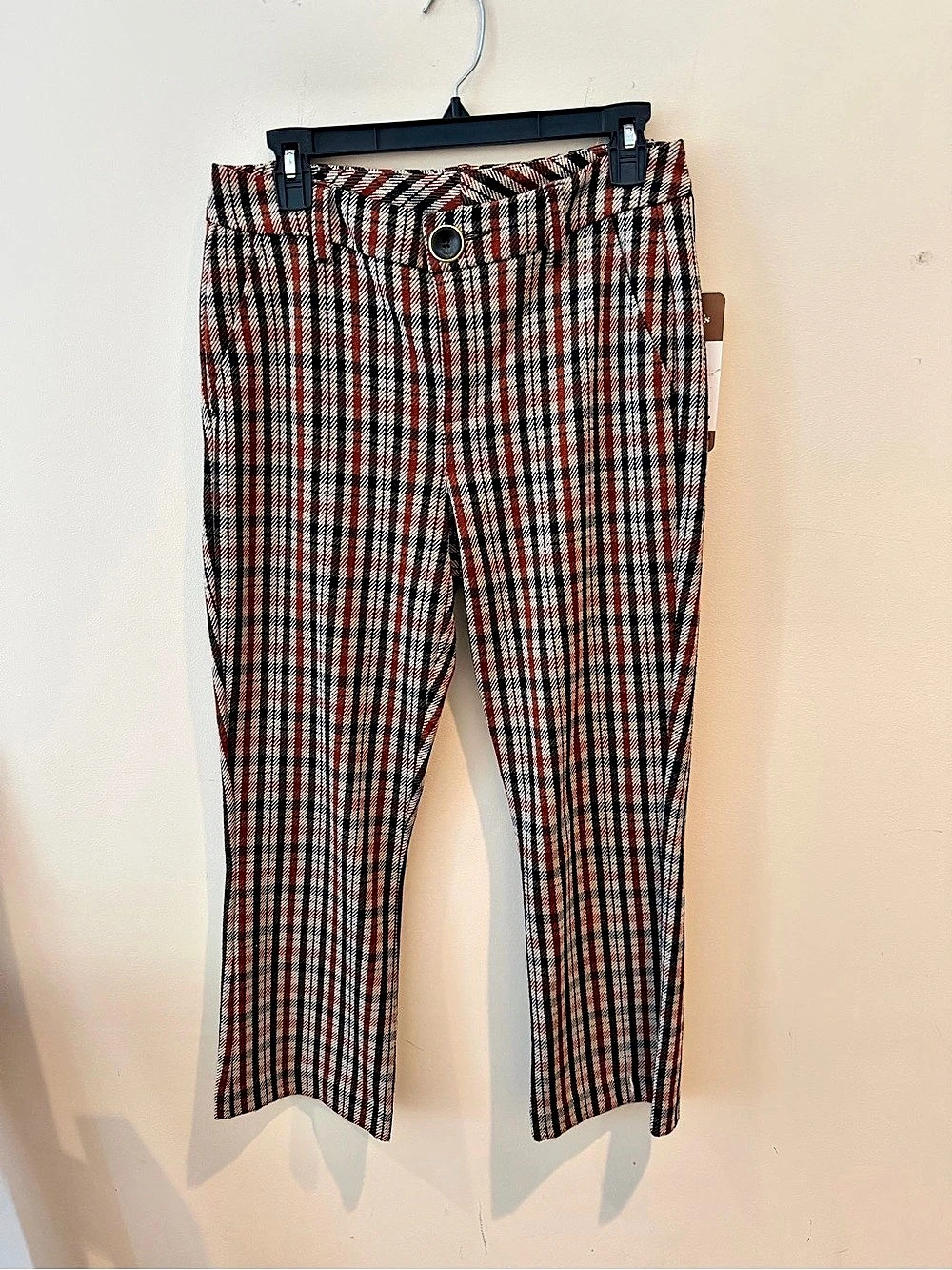 Cabi Jazzy Kick Flare Plaid Cropped Pants Size 4 NWT